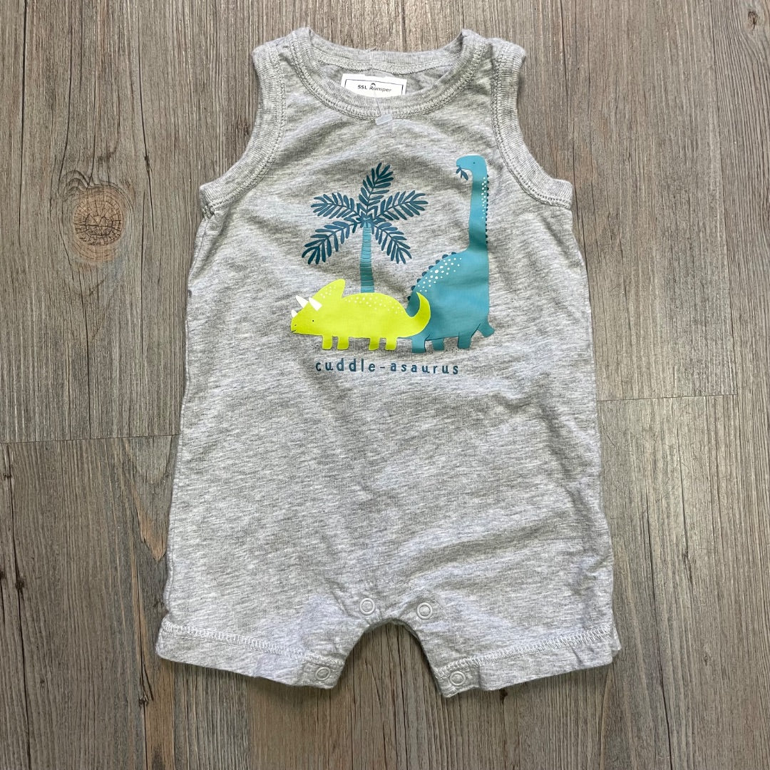 Dino Print Carters SSL Romper, 6M