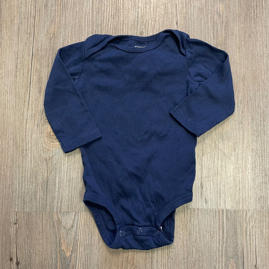 Navy Carters LS Baby Onesie, 6M