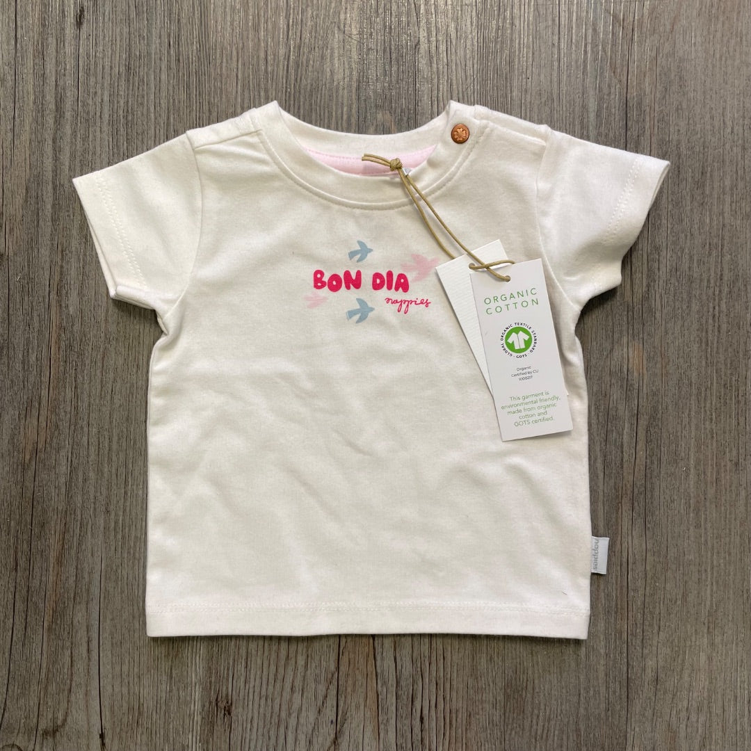 Whisper White Noppies Girls Tee, 1-2M