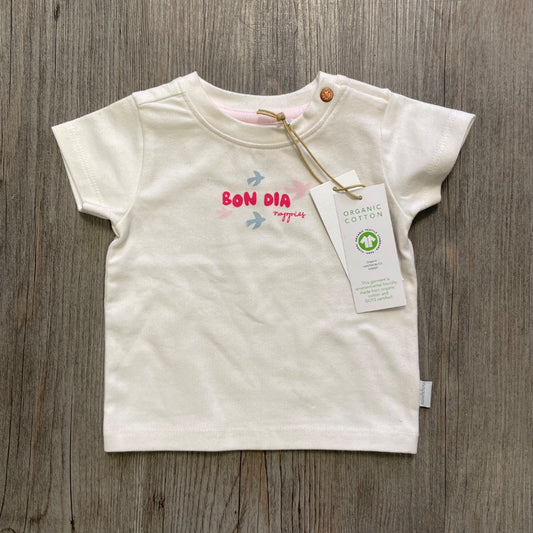 Whisper White Noppies Girls Tee, 1-2M