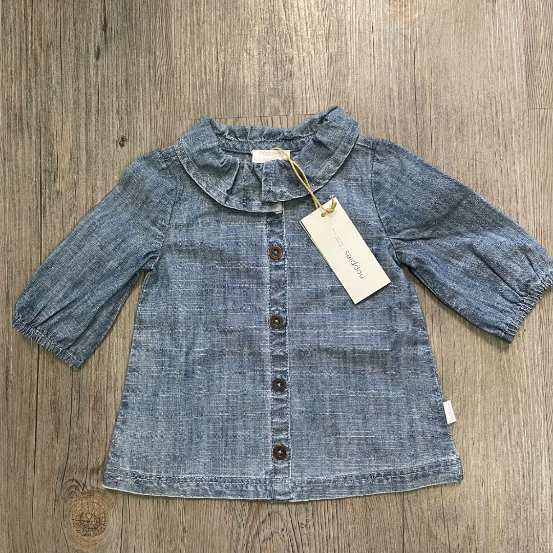 Light Aged Blue Noppies Girls Dress Montana LS, 1-2M