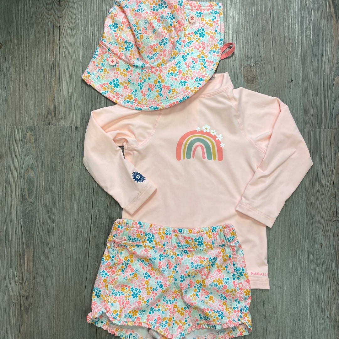Coral Floral Nabaiji 3PC Swim Wear Set, 5Y