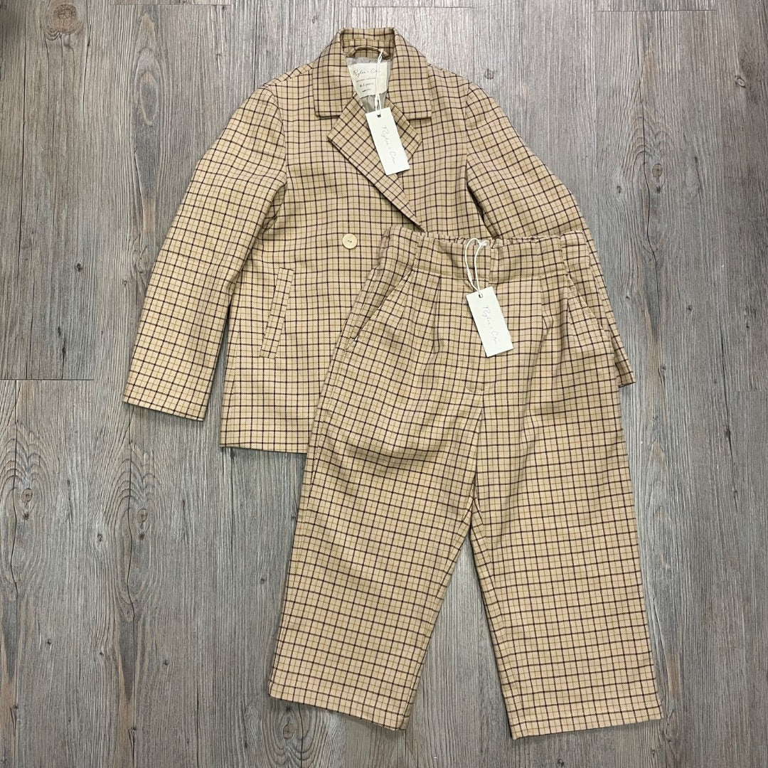 Autumn Plaid Rylee+ Cru Double Breasted Suit Set, 4-5Y