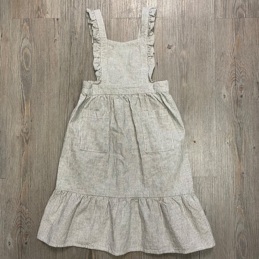 Micro Stripe Rylee+ Cru Ruffle Pinafore Dress, 4-5Y