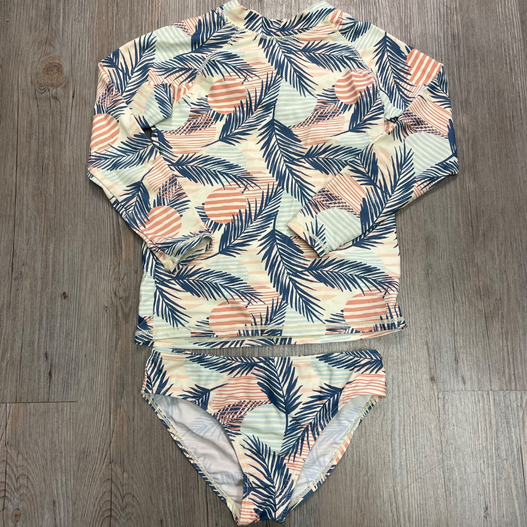 Palm Tree  Print Lands End 2PC Bathing Suit, 9-10Y