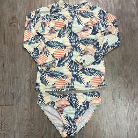 Palm Tree  Print Lands End 2PC Bathing Suit, 9-10Y