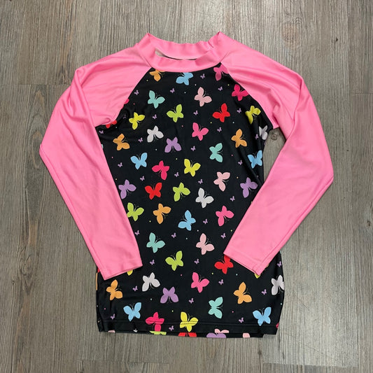 Butterfly Print  LS Rash Guard, 9-10Y