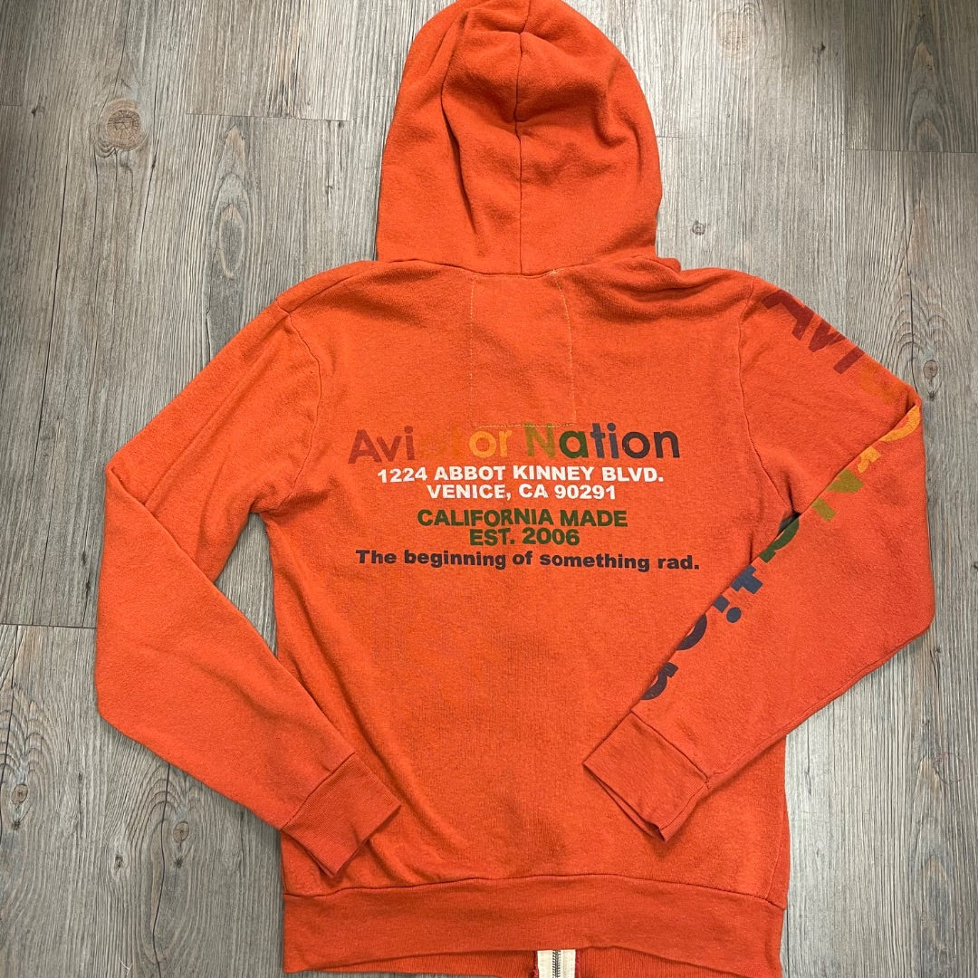 Orange Aviator Nation Zip Hoodie, Small