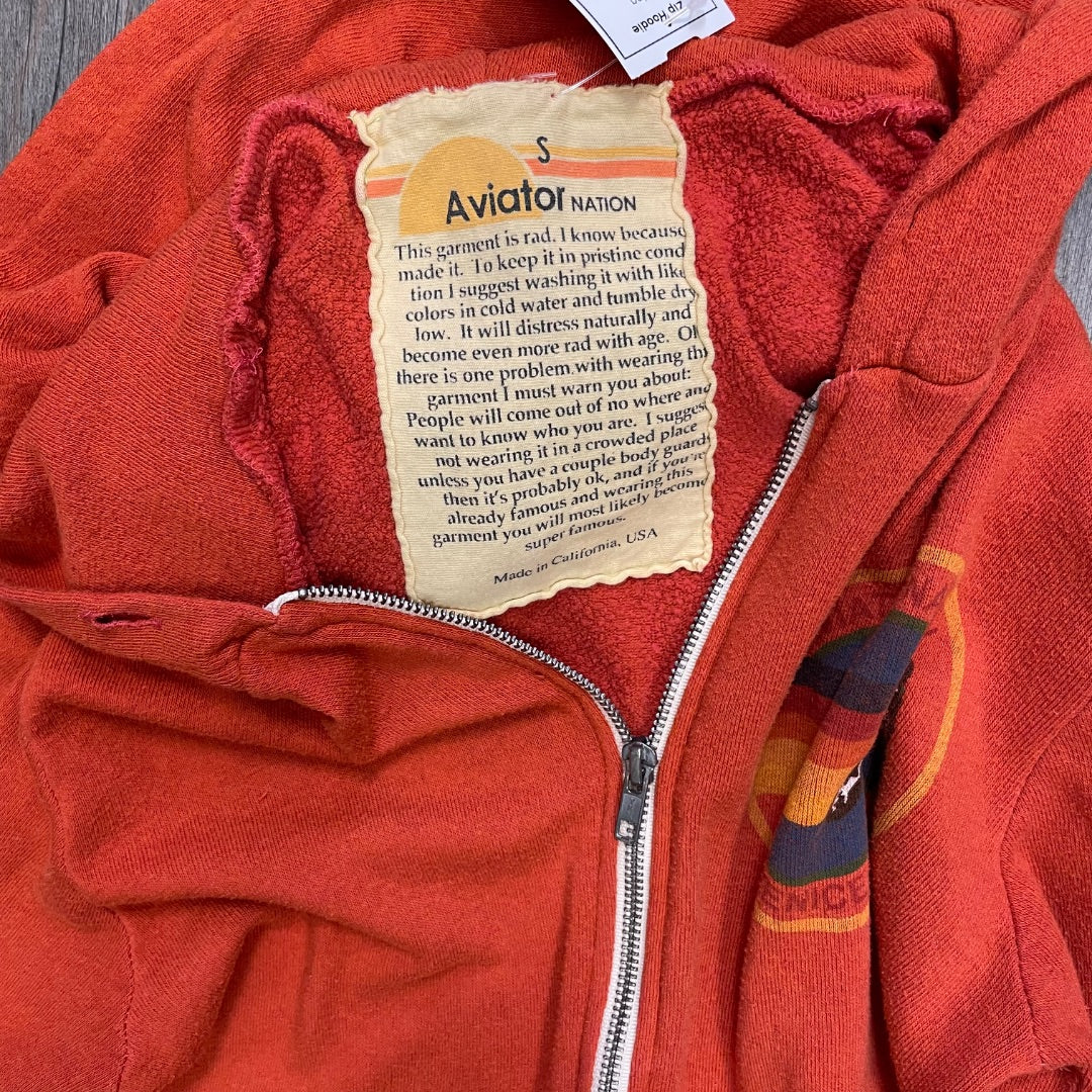 Orange Aviator Nation Zip Hoodie, Small