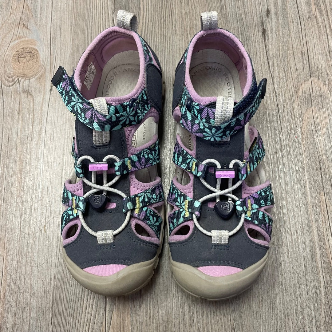 Purple Floral Keens Sandals, 3Y