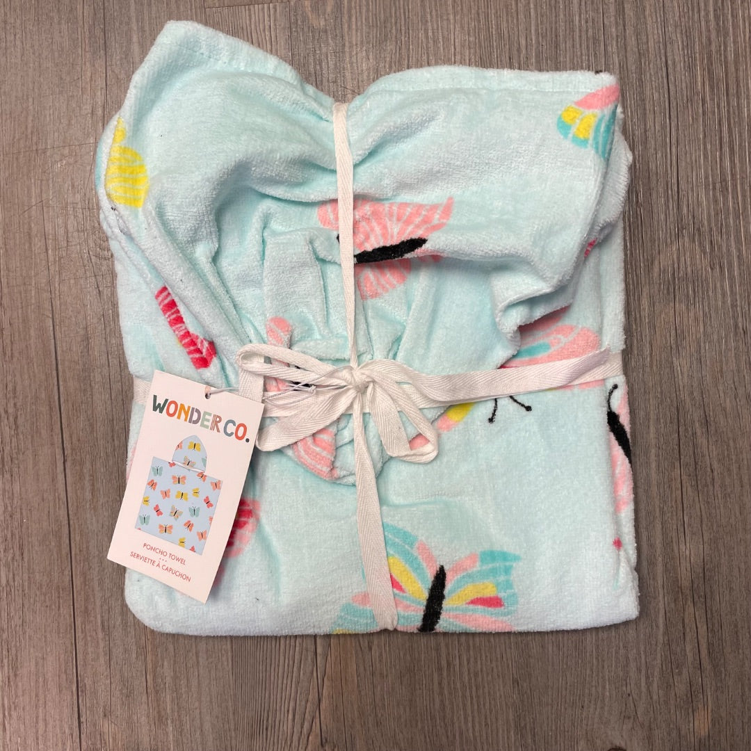 Butterfly Print Wonder Co Poncho Towel, NEW