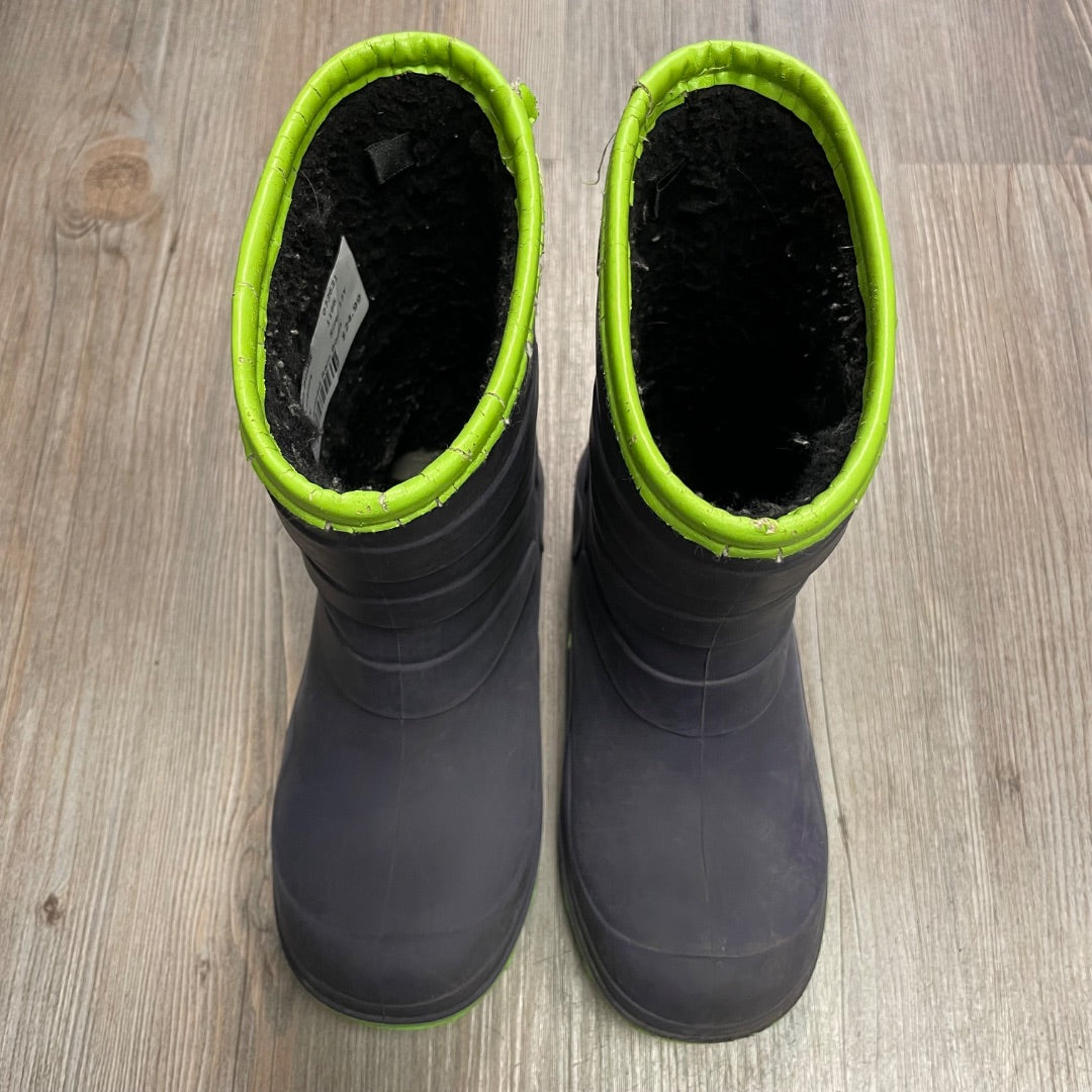 Navy Elements Fleecelined Rain Boots, 13Y