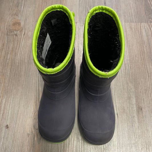 Navy Elements Fleecelined Rain Boots, 13Y
