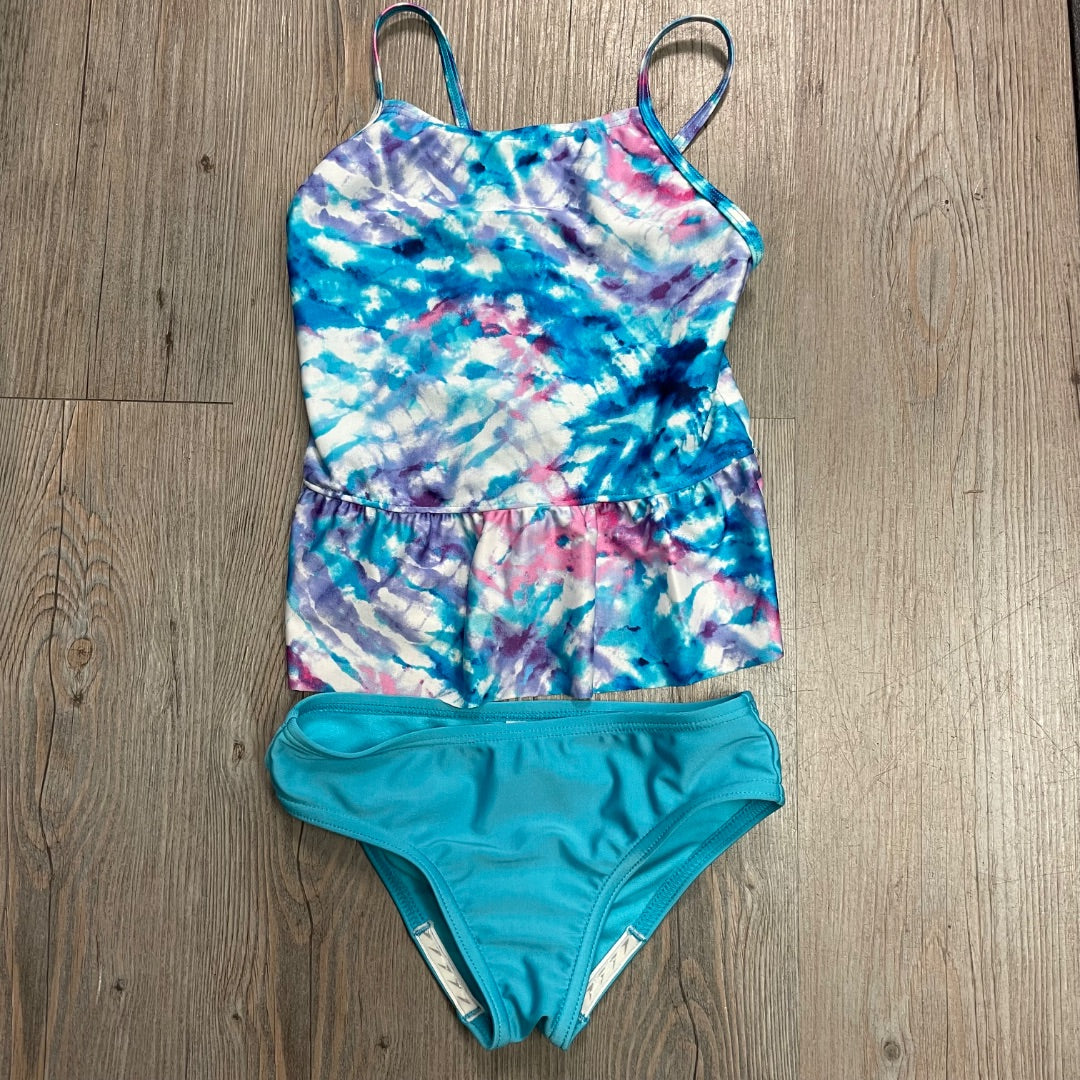 Tie Dye Blue Speedo 2PC Bathing Suit, 6Y