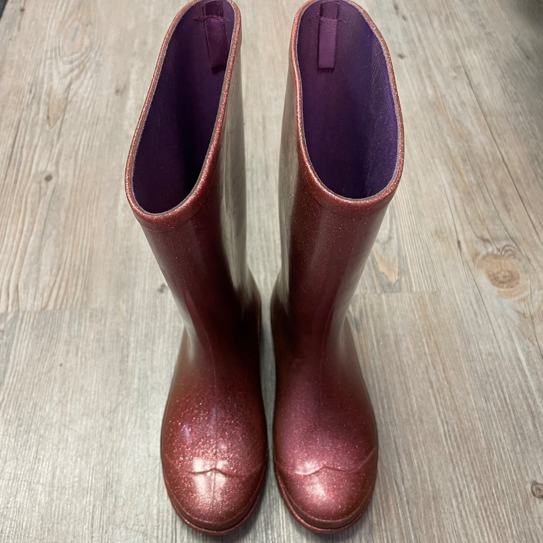Glitter Pink  Rain Boots, 12Y