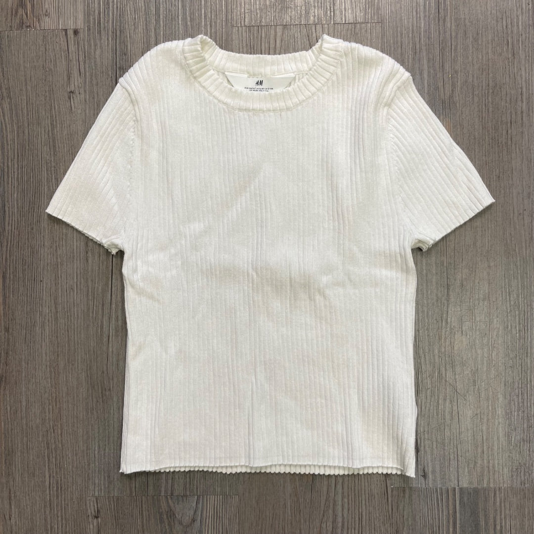 White H&M Waffle Tee, 13-14Y