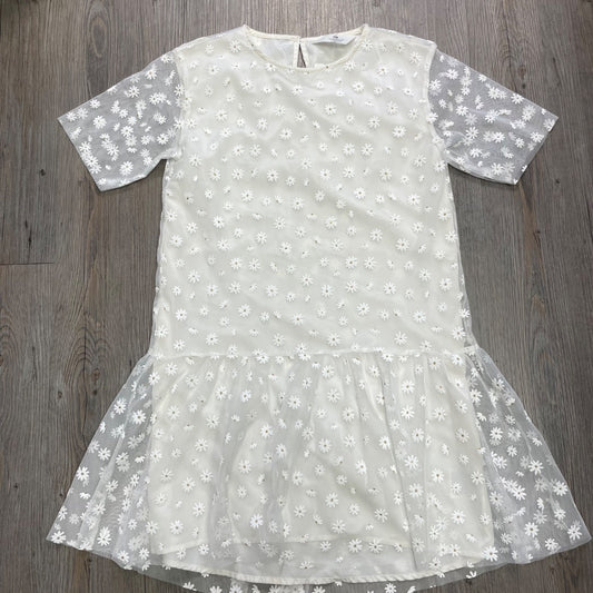 White H&M Lined Floral Dress, 9-10Y