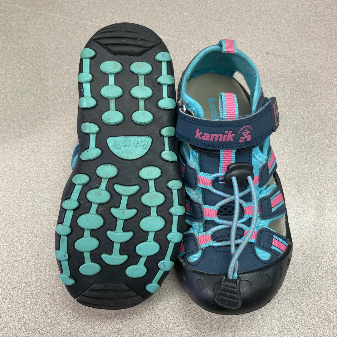 Pink Navy Kamik Sandals, 12Y