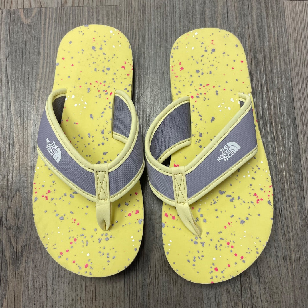 Yellow North Face Flip Flop, 12Y