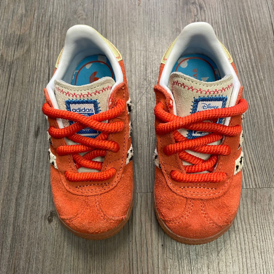 Orange Adidas Suede Sneaker, 7.5Y