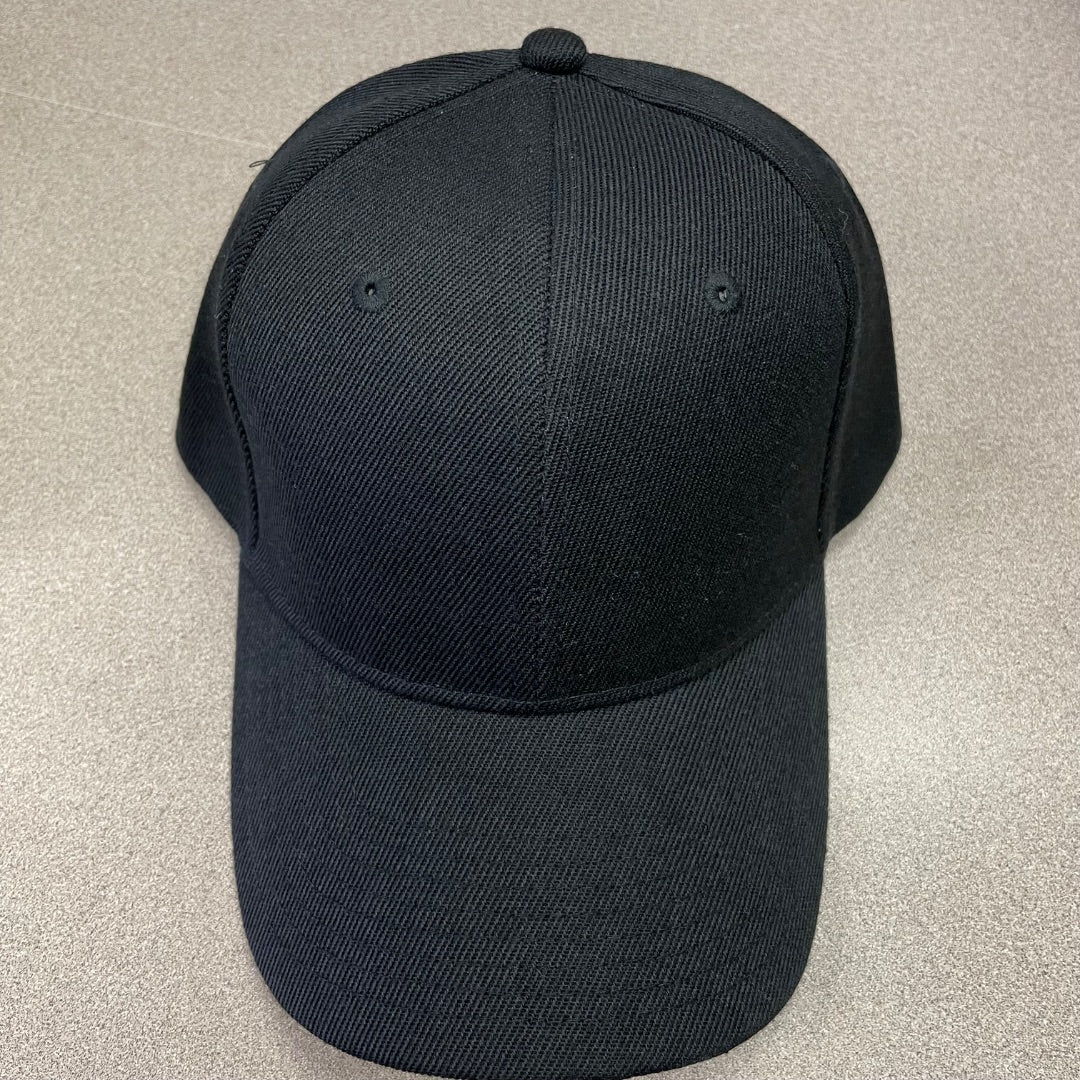 Black  Baseball Cap Velcro Strap, One Size