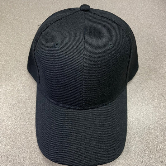 Black  Baseball Cap Velcro Strap, One Size