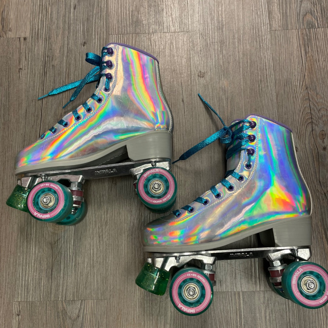 Purple iridescent Impala Roller Skates, 7Y