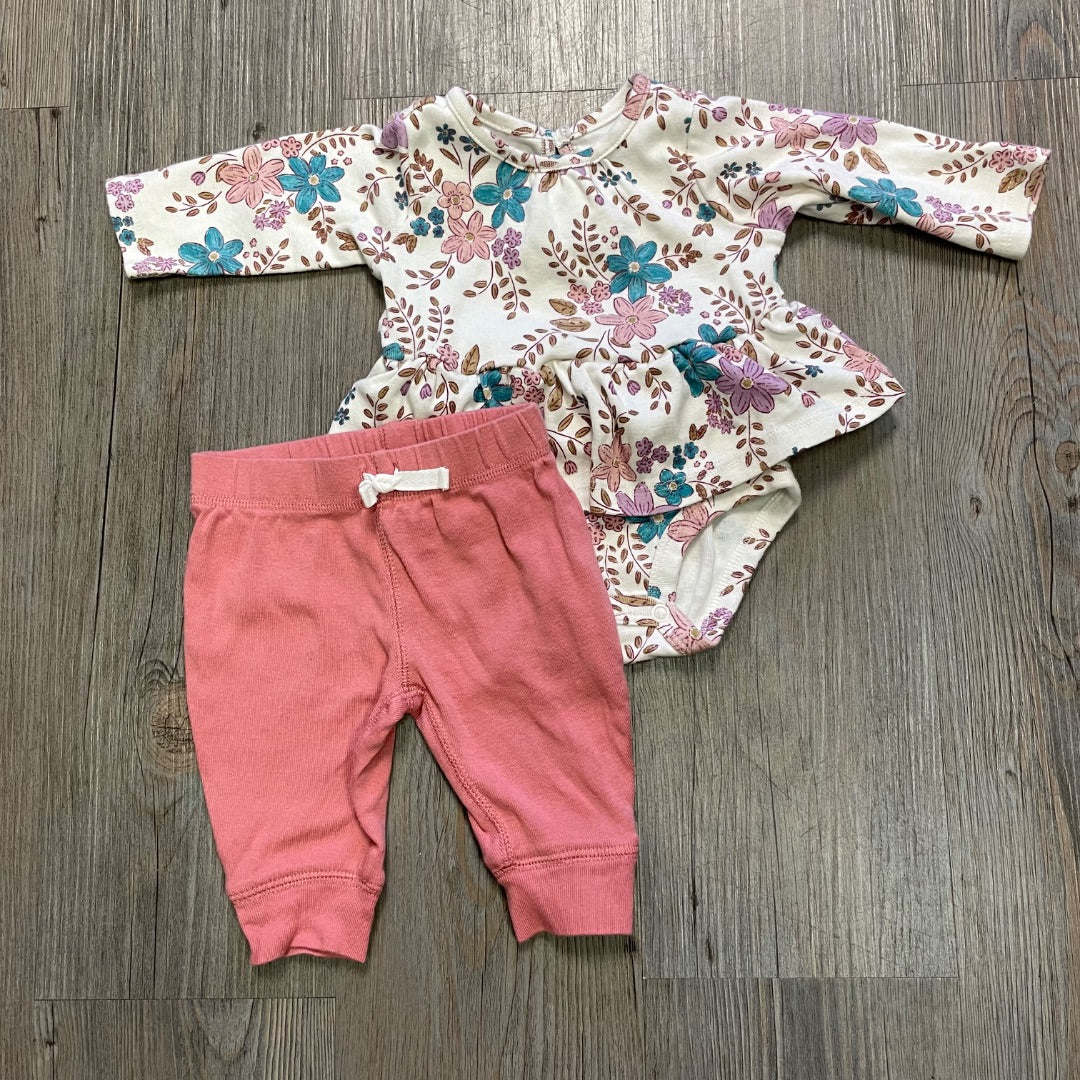 Floral Carters LS Onesie Set, 3M