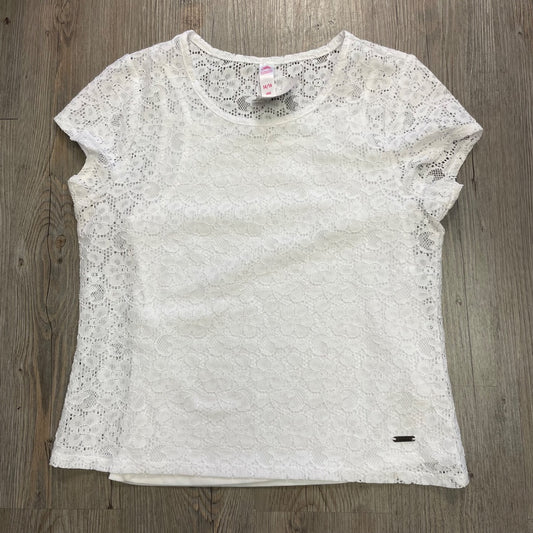 White Justice Lined Eyelet Tee, 14-16Y