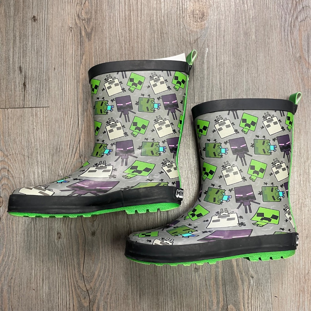 Multi Colour Minecraft Rain Boots, 13Y