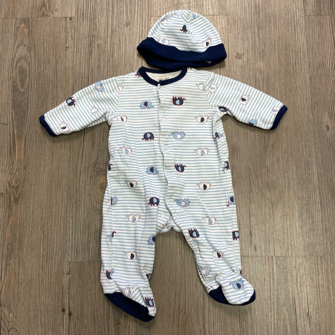 Elephant Print Little Me 2PC PJ Onesie, 3M