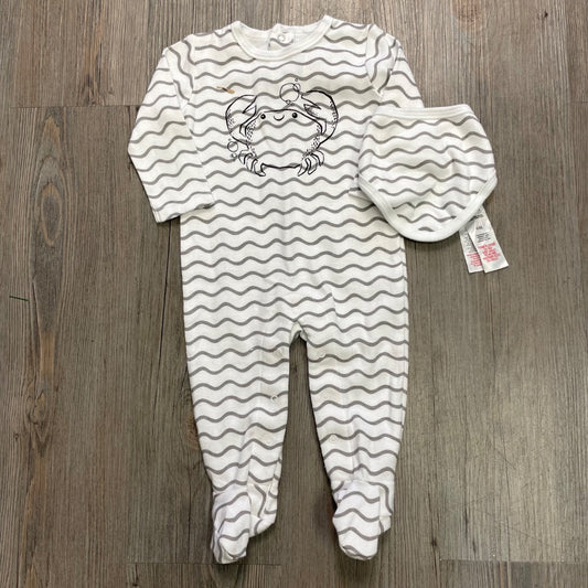 Grey Stripe Plo Baby 2PC PJ Onesie, 6M