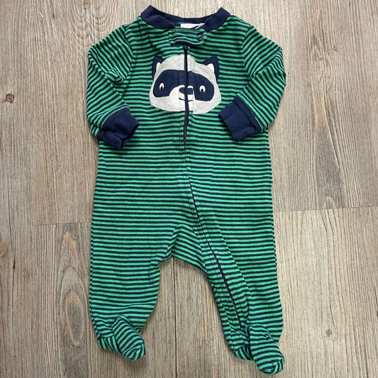 Green Stripe Carters PJ Onesie, 3-6M