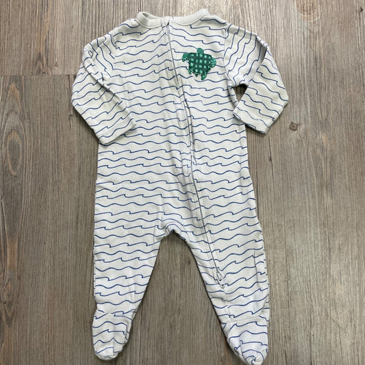 Grey,Blue Stripe Old Navy PJ Onesie, 3-6M