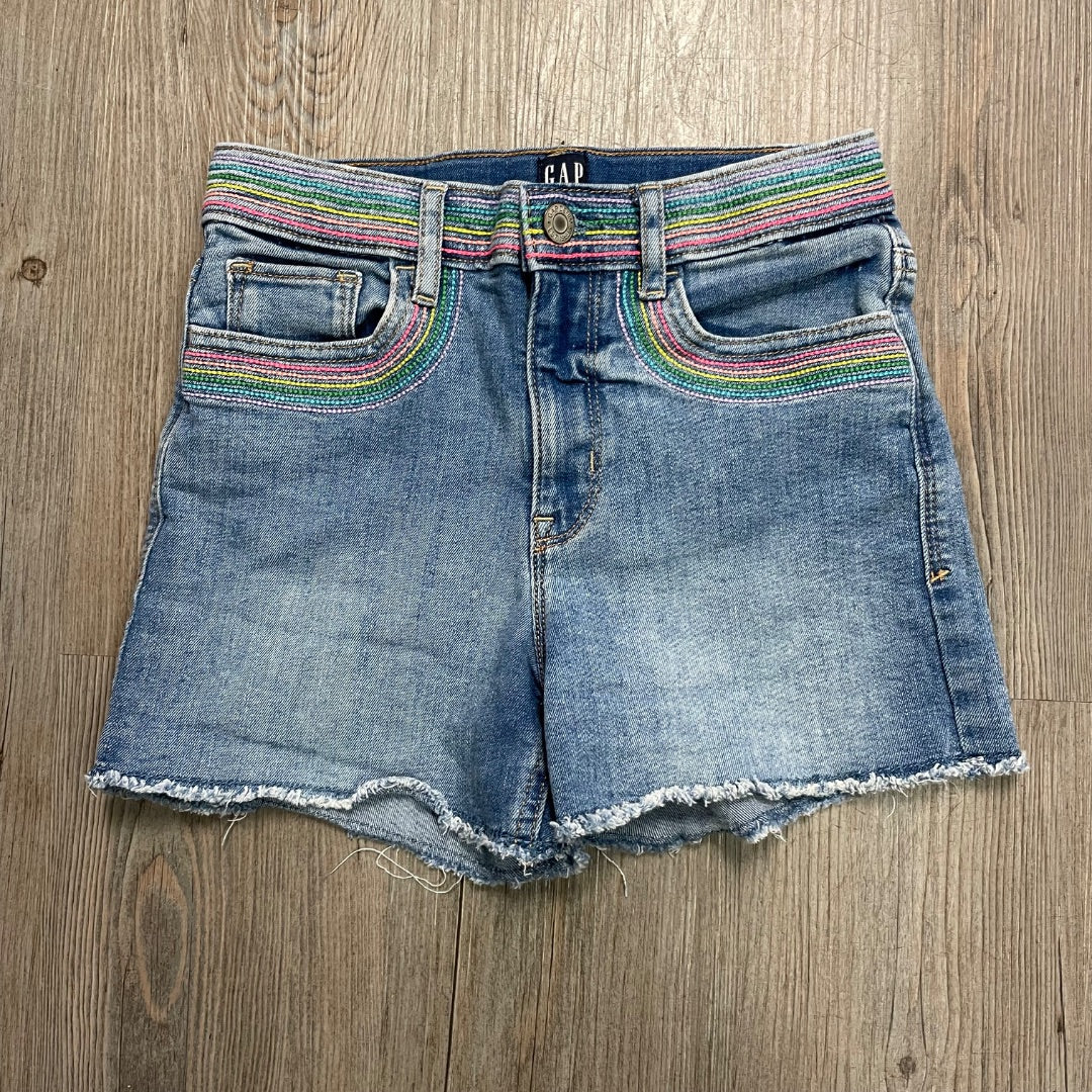 Blue, Rainbow Stripe Gap Denim Shorts, 10Y