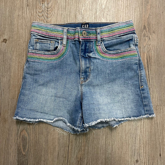 Blue, Rainbow Stripe Gap Denim Shorts, 10Y