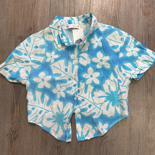 Floral Blue Zara SSL Shirt, 7Y
