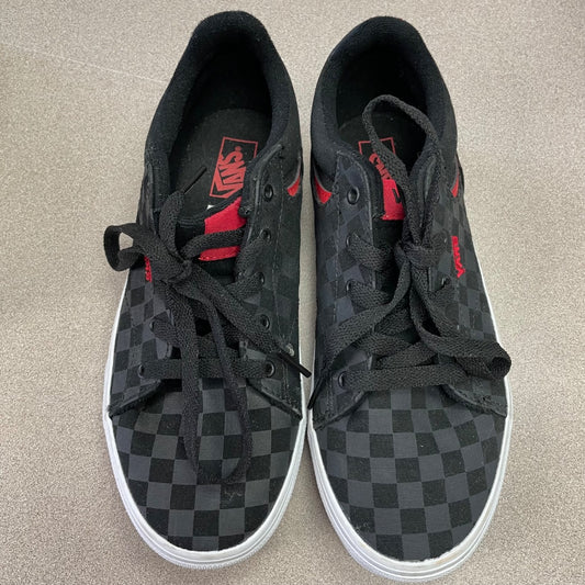 Black Grey Check Vans Lace Up Shoes, 5Y