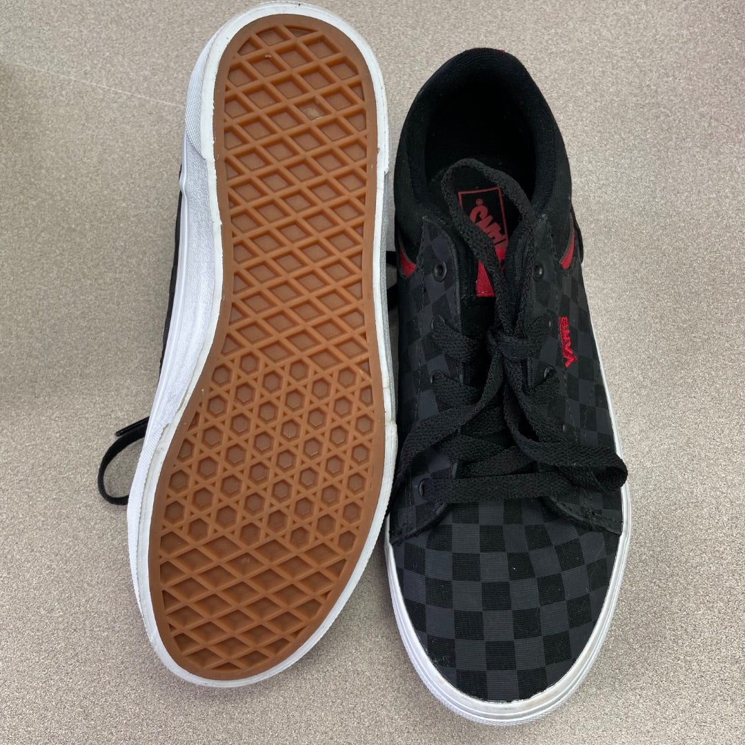 Black Grey Check Vans Lace Up Shoes, 5Y