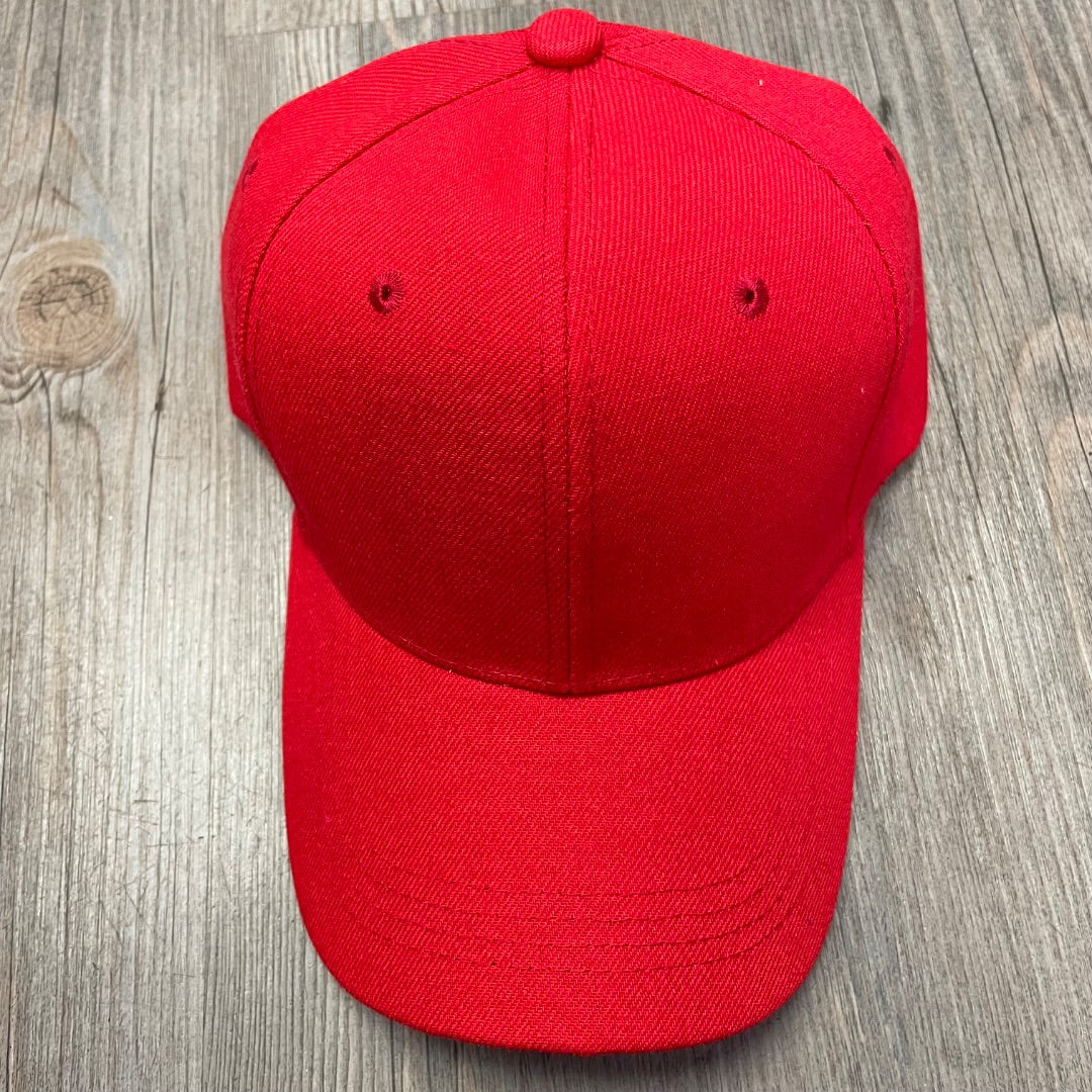 Red  Baseball Cap Velcro Strap, One Size