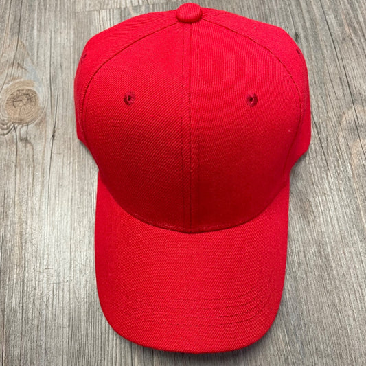 Red  Baseball Cap Velcro Strap, One Size