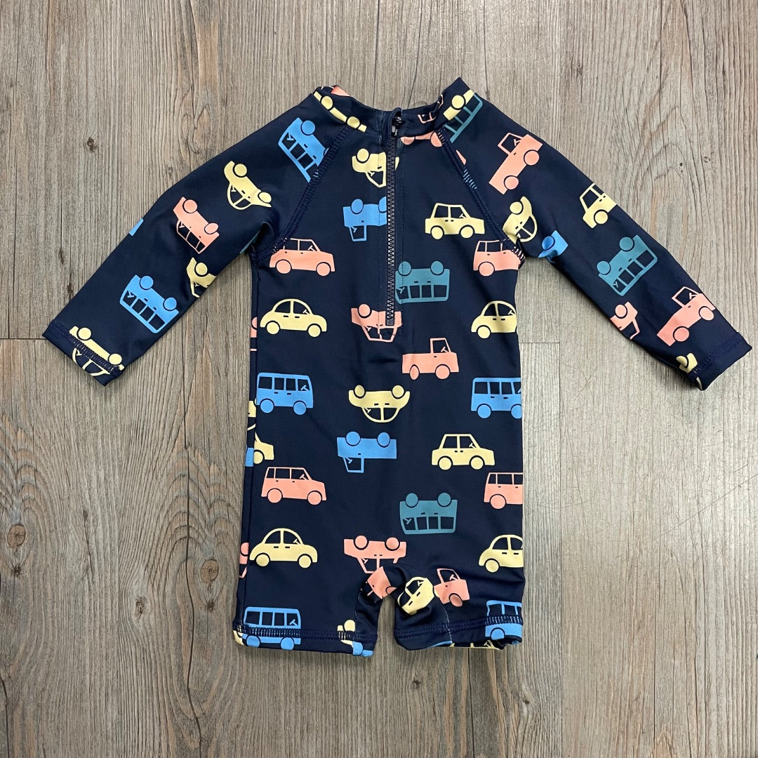 Navy Dymples Sun Suit UPF 50 - Cars, 0-3M