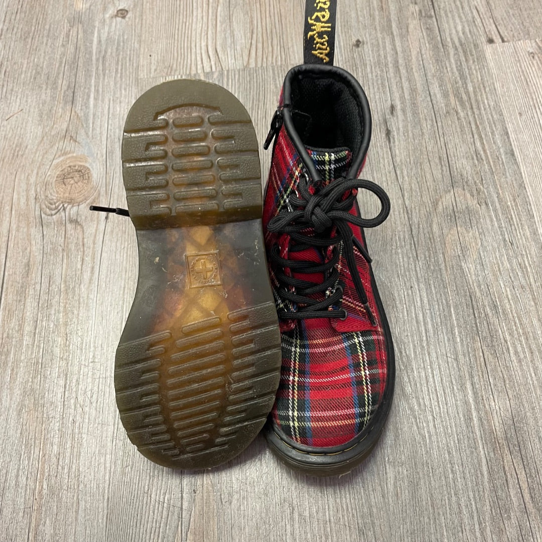 Plaid Dr Martens Hightop Side Zip Shoes, 13Y