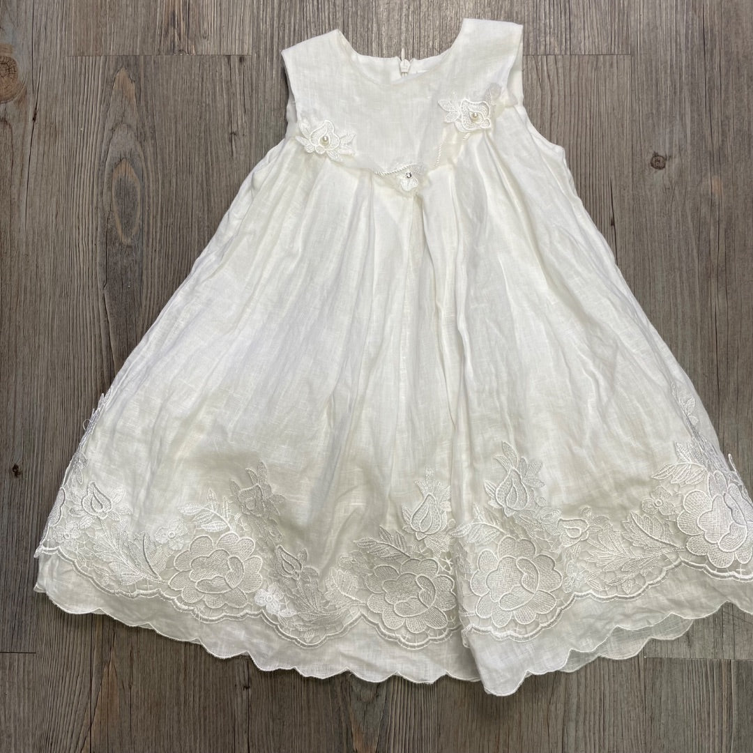 White Chickeeduck Christening Dress, 18M