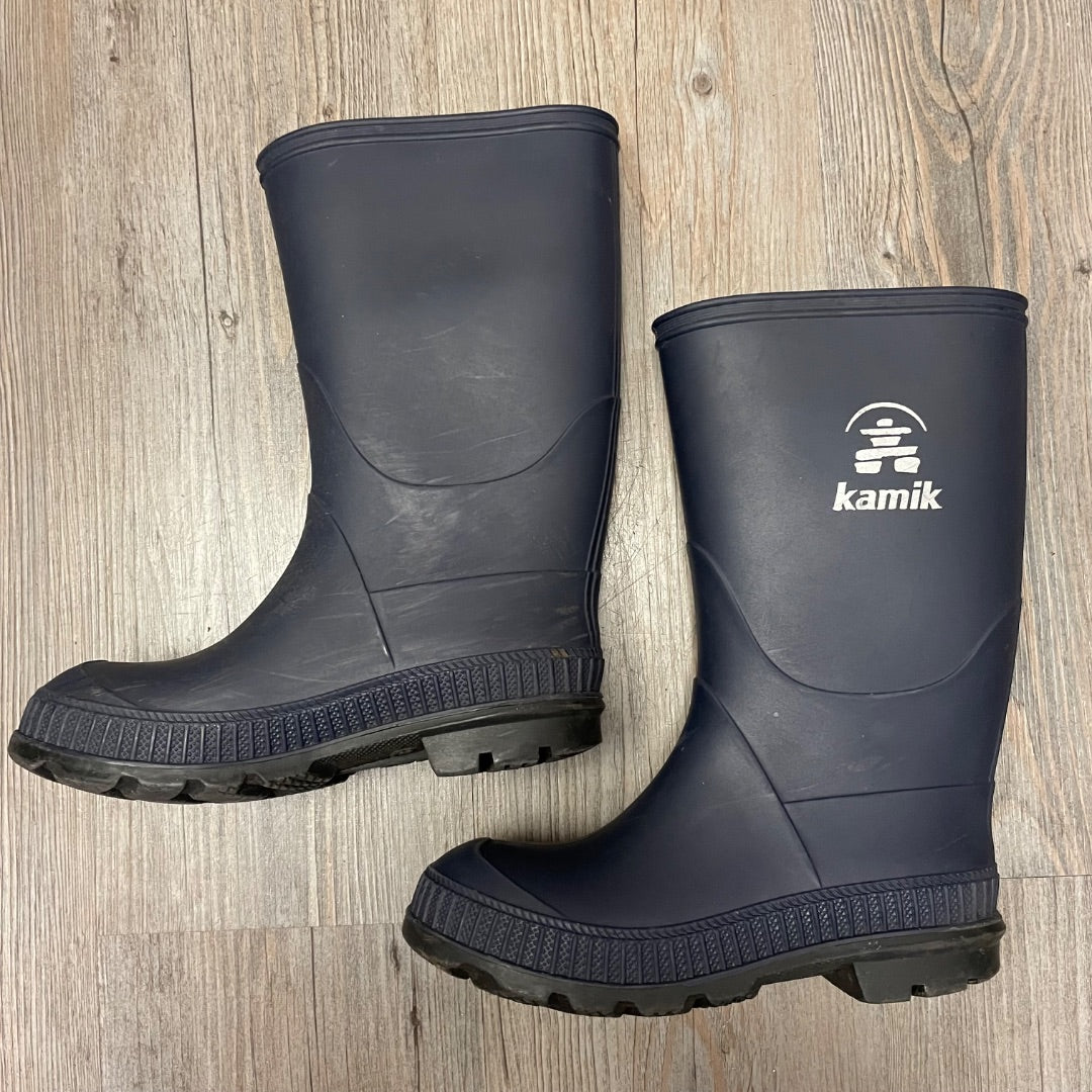 Navy Kamik Rain Boots, 13Y