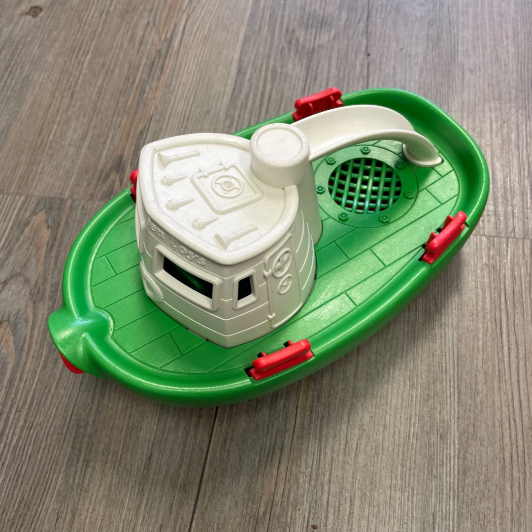 White Green Red Green Toys Tug Boat, Pre-owned