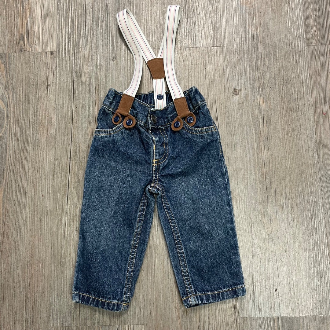 Navy Carters Suspender Jeans, 6M