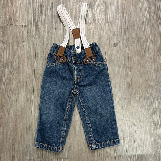 Navy Carters Suspender Jeans, 6M