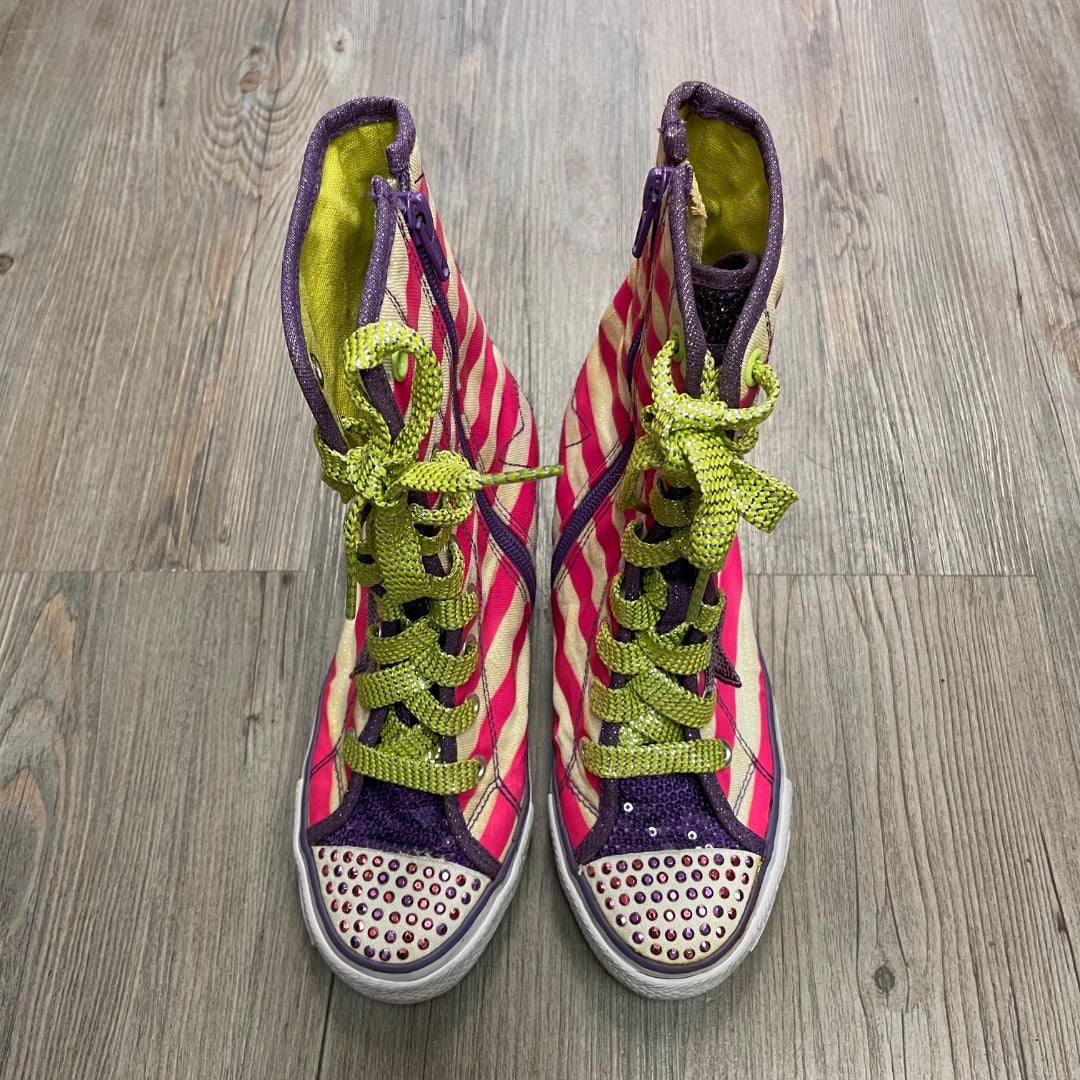 Stripe Pink Skechers Twinkle Talls Hightop Wedge Sneaker, 2.5Y