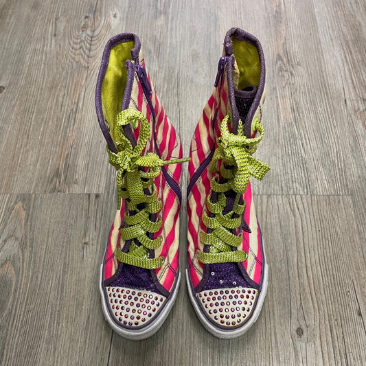 Stripe Pink Skechers Twinkle Talls Hightop Wedge Sneaker, 2.5Y